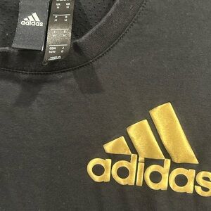 Adidas Black Tee with Gold Logo